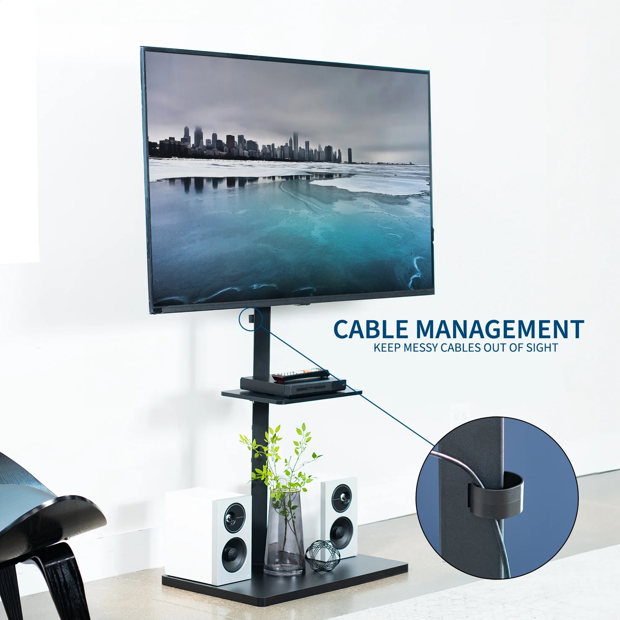 VIVO Economy Height Adjustable TV Floor Stand 37" to 75" K2126