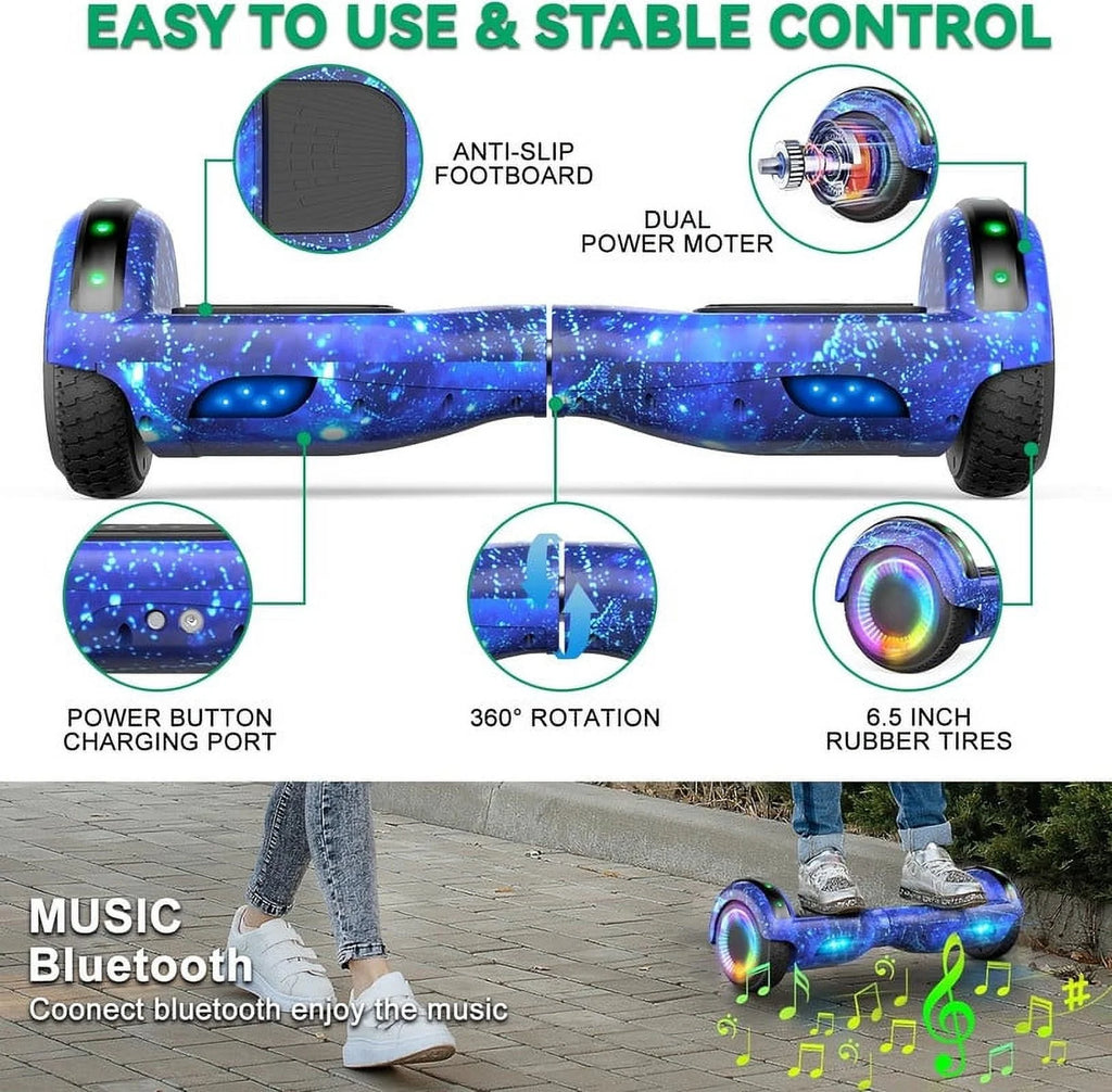 LIEAGLE Hoverboard with Seat Attachment, 6.5 inch Self Balancing Scooter S62540