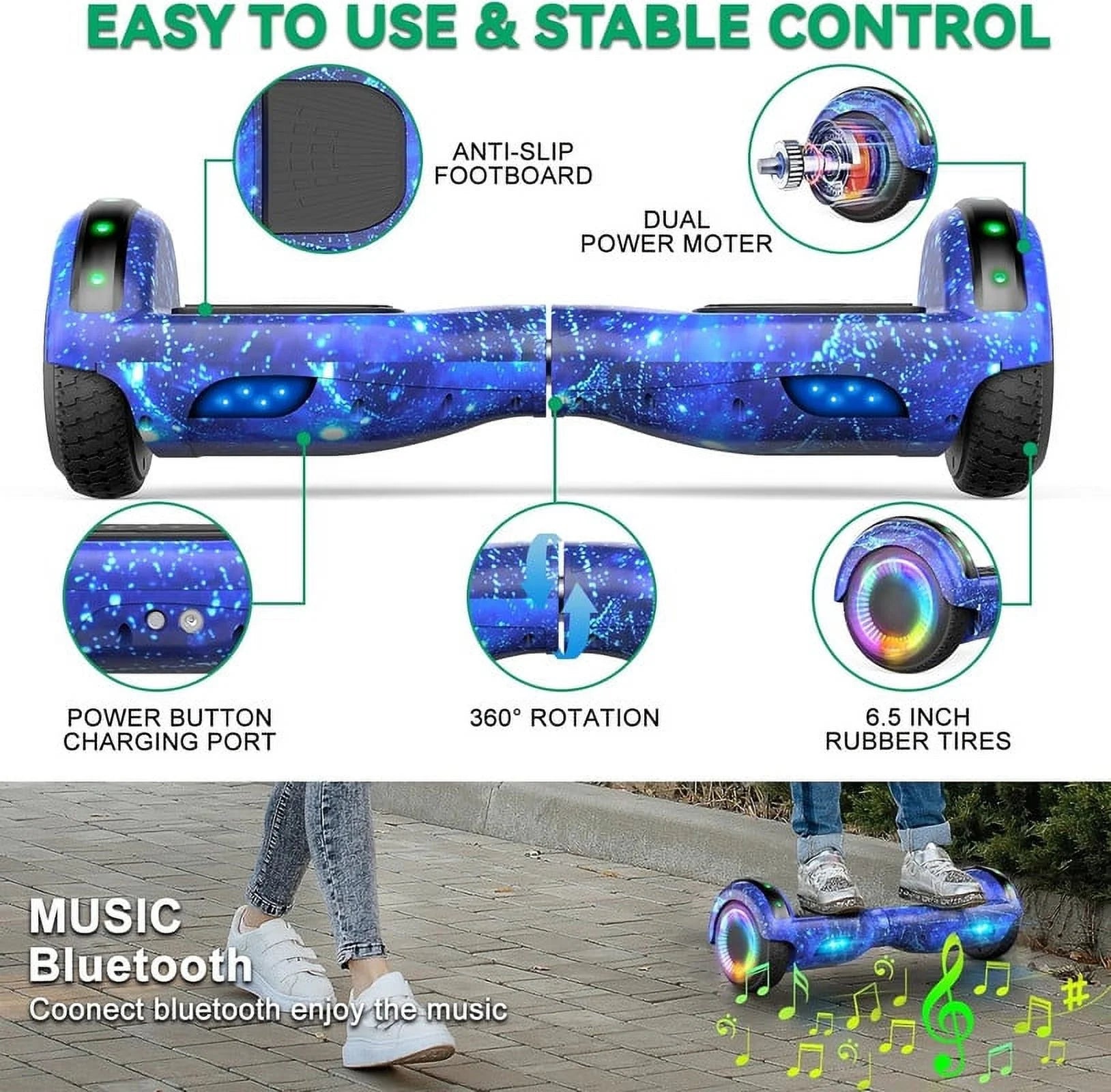 LIEAGLE Hoverboard with Seat Attachment, 6.5 inch Self Balancing Scooter S62540