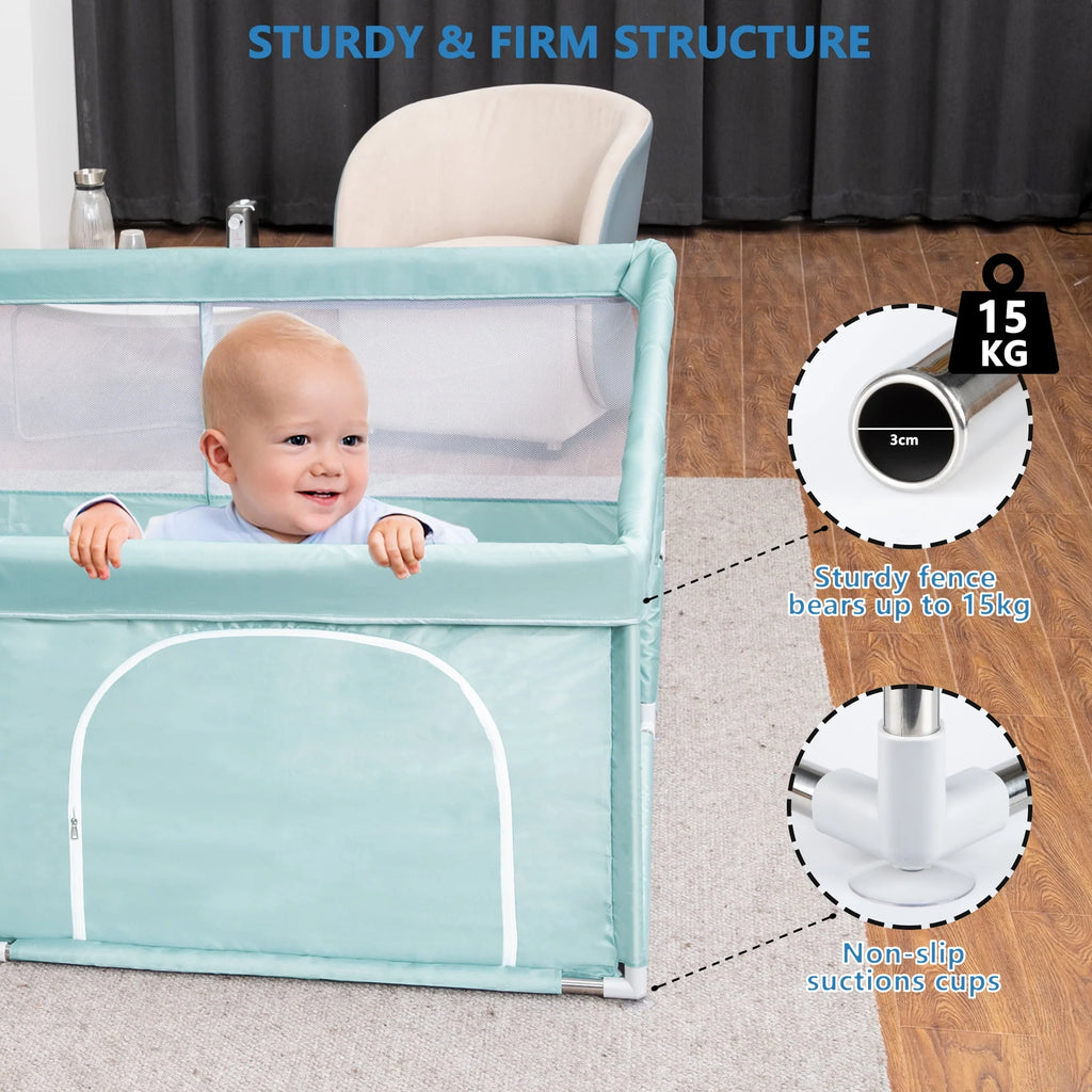 TEAYINGDE Baby Playpen Large Play Yard for Toddlers, 47x47 Gray P238