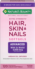 Nature's Bounty Optimal Solutions Advanced Hair, Skin and Nail Biotin & Vitamins A, C, & E Softgels, 120 Ct