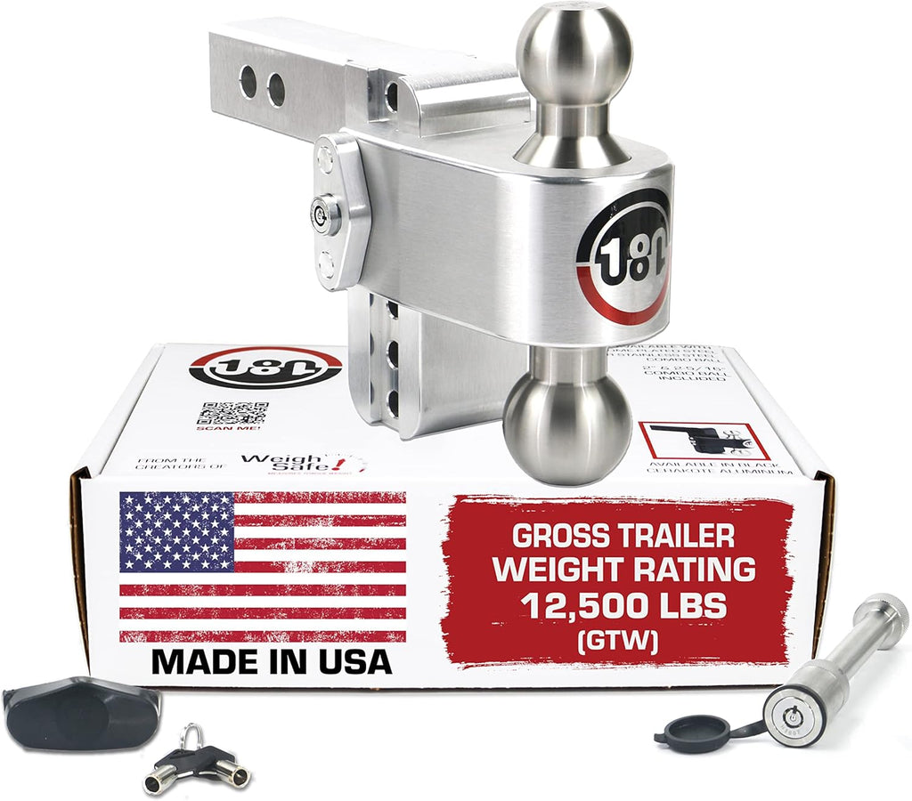 LTB8-2 Aluminum Adjustable 8" Drop Hitch, Stainless Steel Ball for 2" Receiver U83269