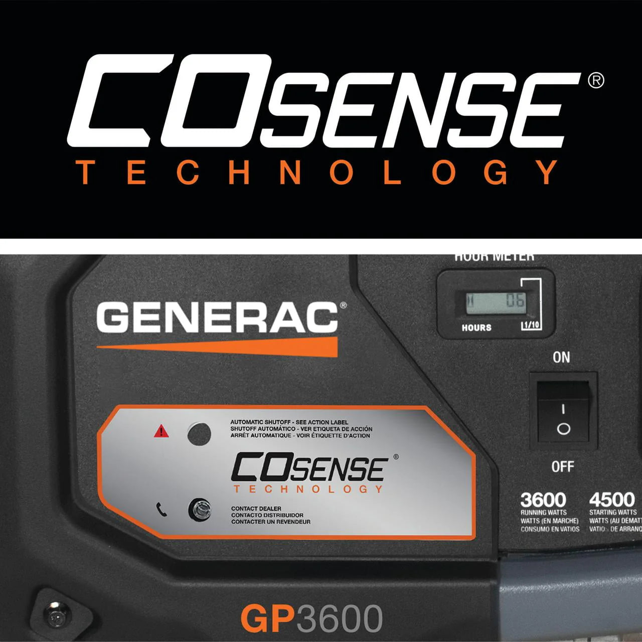 Generac 7721 GP3600 Gas Powered Portable Generator with COSense Z38090