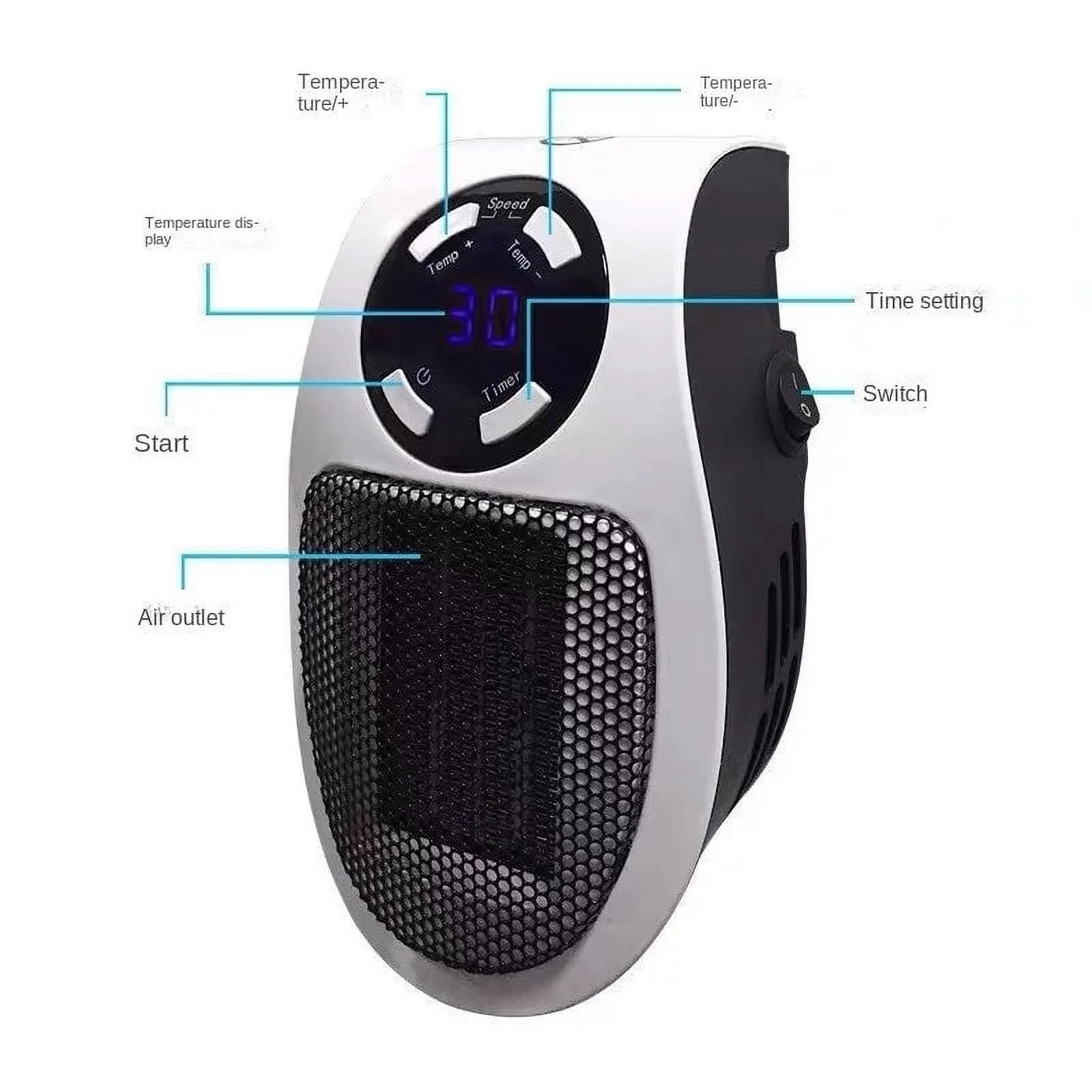 500W Mini Plug-in Wall Heater with Digital Timer N4919