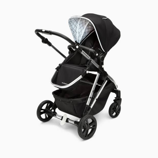 Mockingbird Single Stroller with Black Leather and Windowpane Canopy X90576
