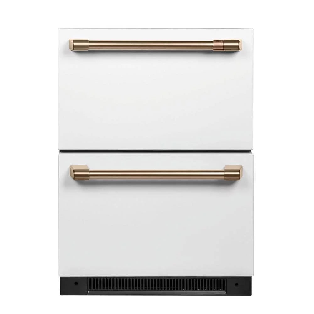 Cafe Cde06rpn 24" Wide 5.6 Cu. Ft. Drawer Refrigerator - Matte White / Brushed Bronze