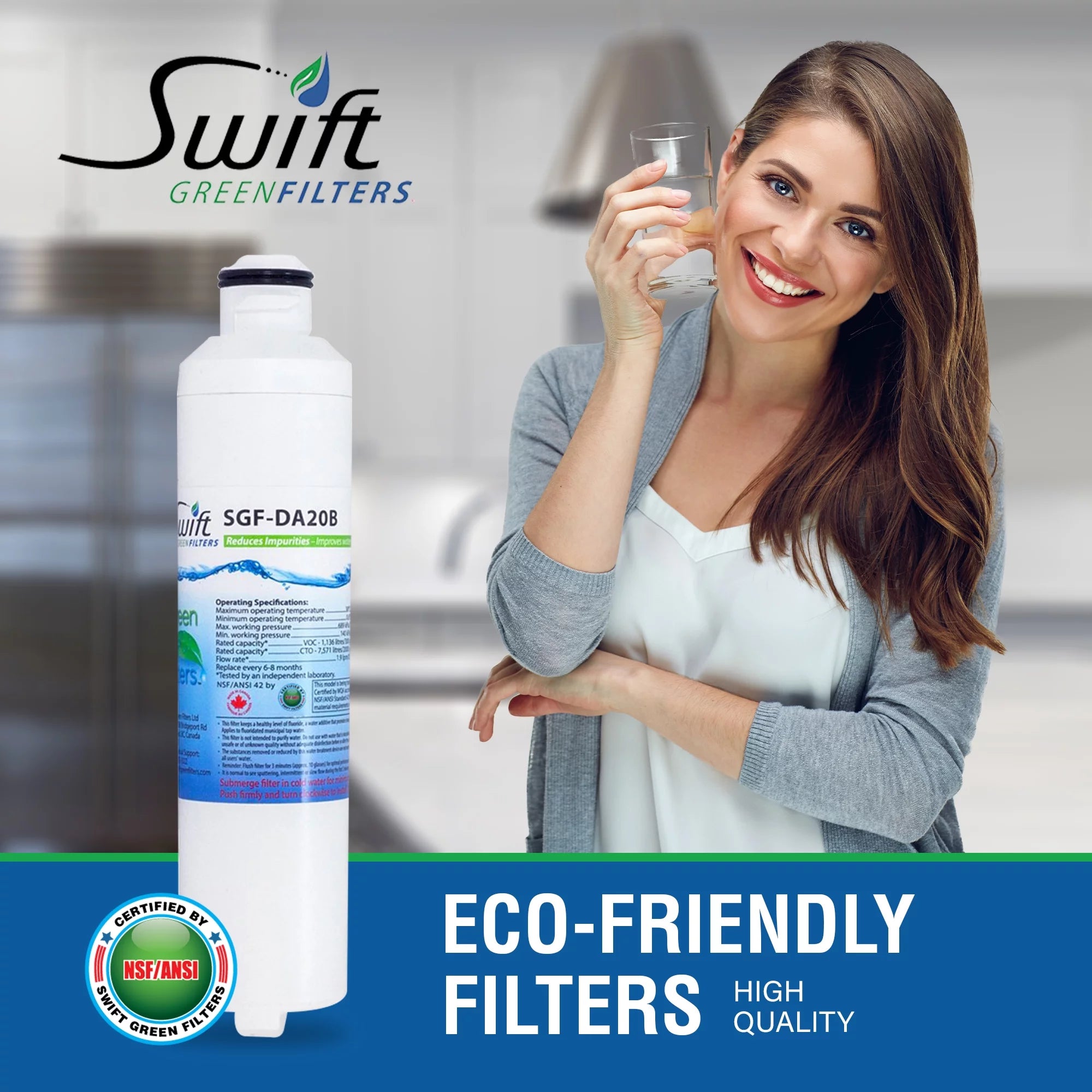 Swift Green Filters SGF-DA20B Replacement Water Filter for Samsung DA29-0020B (2 Pack) A911