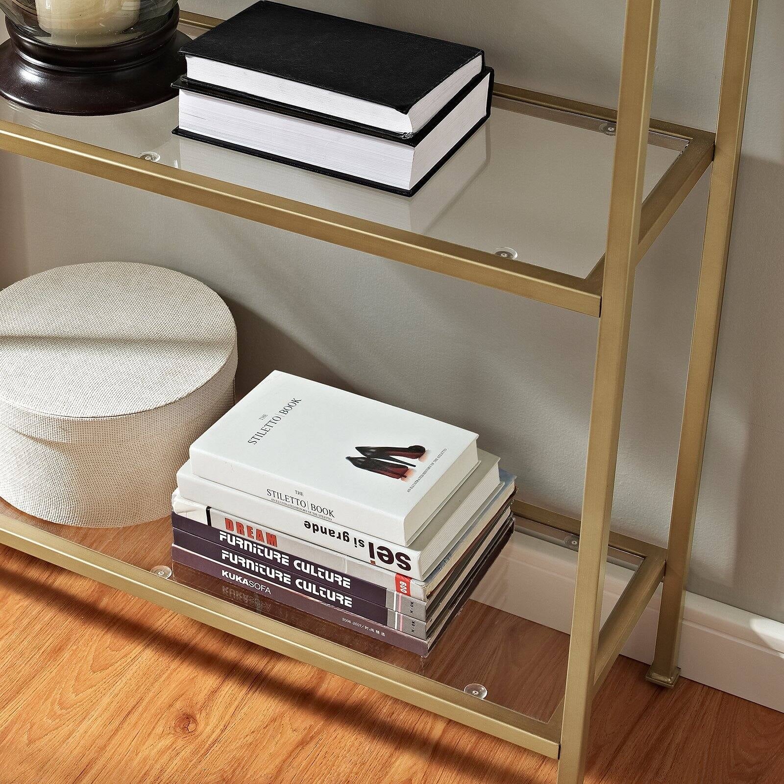 Crosley Furniture Aimee 4-Shelf Etagere Bookcase, Antique Gold R533519