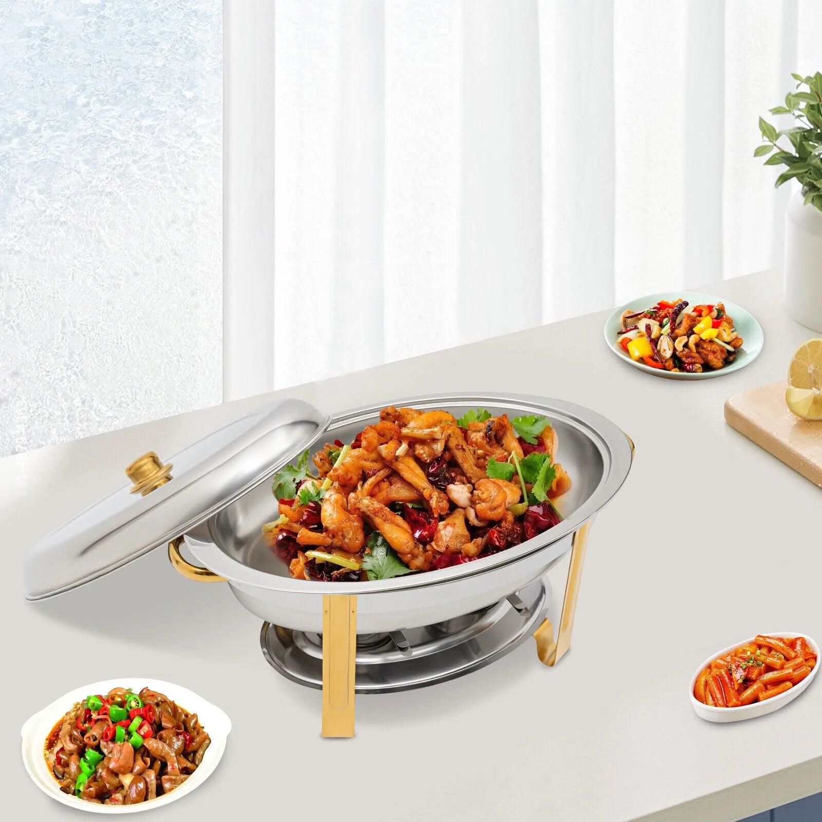 5.5L Stainless Steel Chafing Dish Buffet Set with Lid U49962