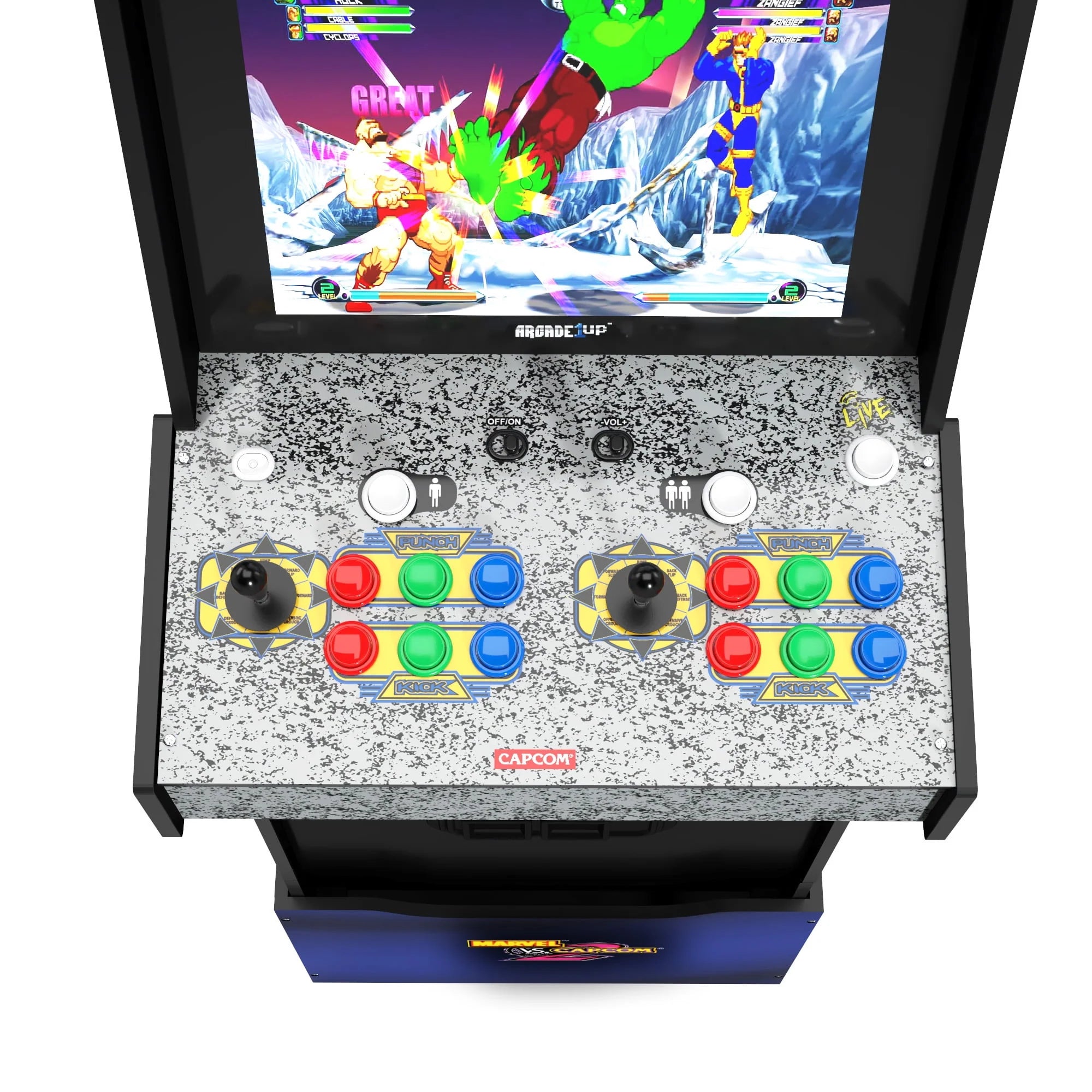 Arcade1up Marvel vs Capcom 2 Arcade with Lit Marquee and Riser F855