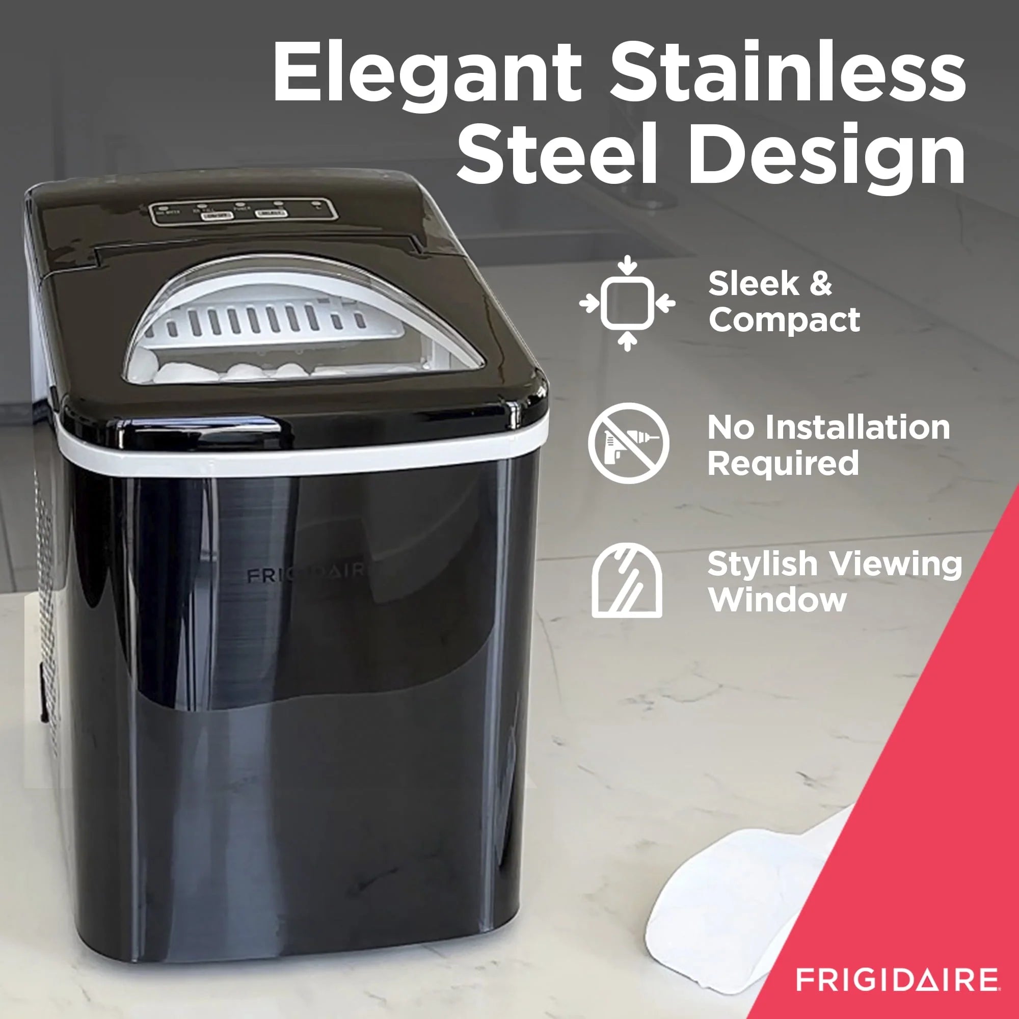 Frigidaire 26 lb. Countertop Ice Maker EFIC117-SS, Black Stainless Steel Y9301