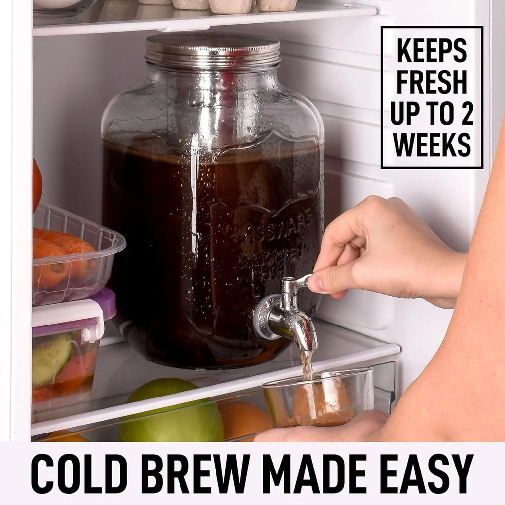 Zulay Kitchen 1 Gallon Cold Brew Coffee Maker with Glass Pitcher and Steel Filter S311521