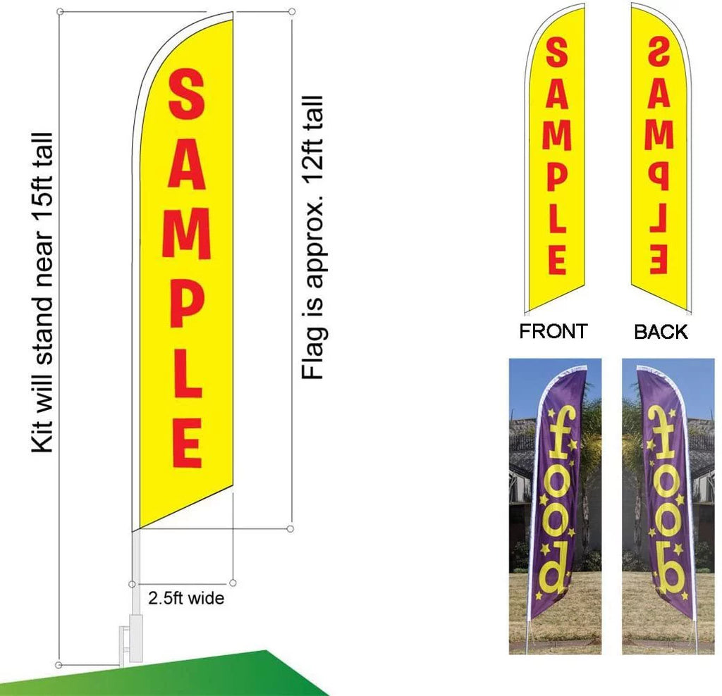 Feather Banner Flag Sign with Pole Kit and Ground Stake C7418