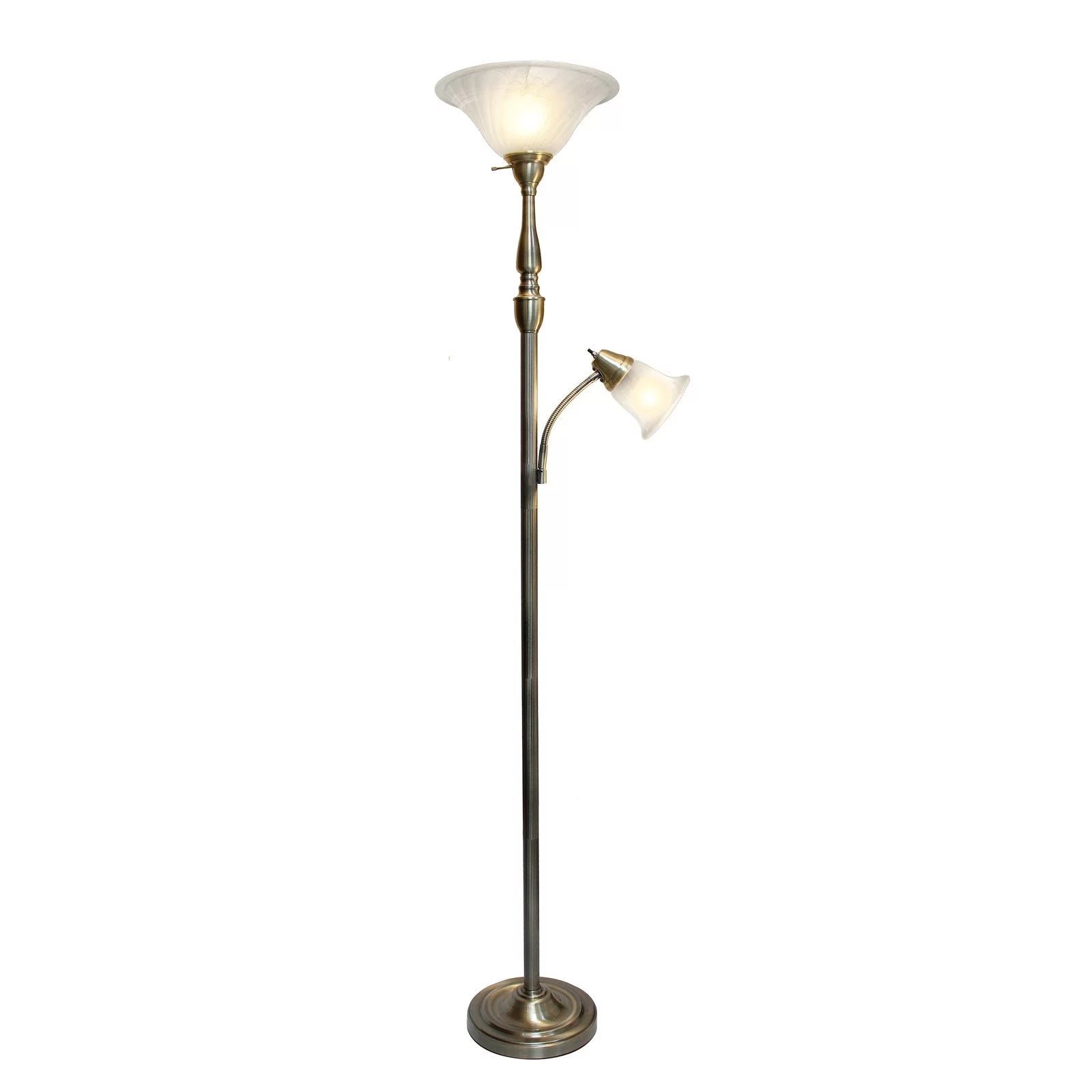 Elegant Designs 2-Light Torchiere Floor Lamp, Brushed Nickel B247