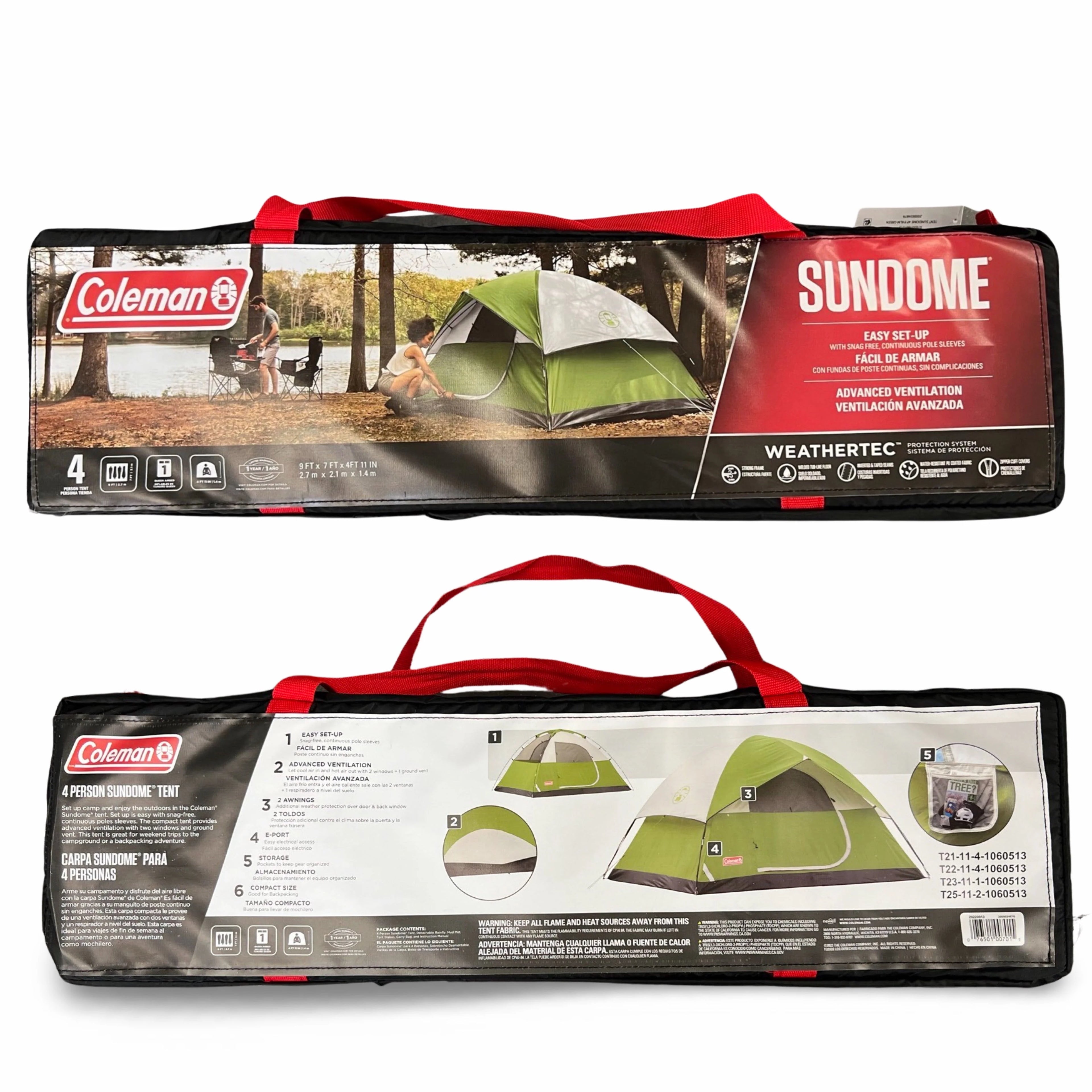 Coleman Sundome 4-Person Dome Camping Tent, Green H192