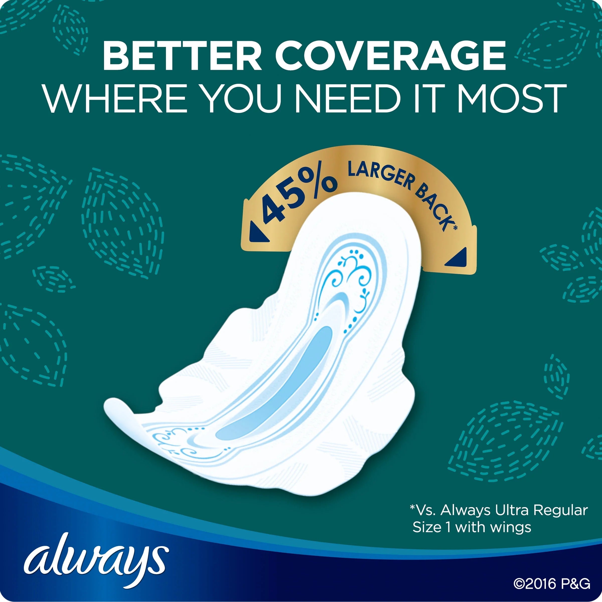 Always Ultra Thin Overnight Pads with Wings Size 4, 36 Count L6469