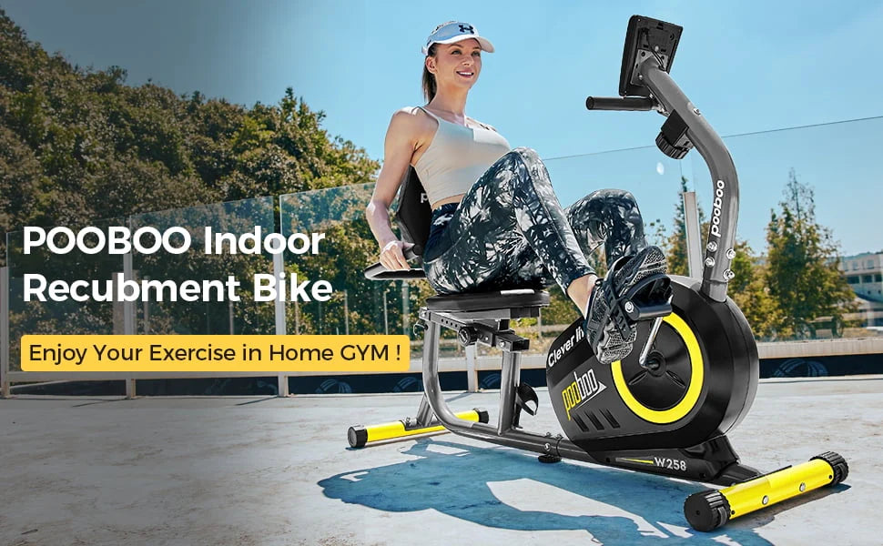Pooboo Recumbent Exercise Bike Magnetic Resistance Indoor Cycling 380lb K92635