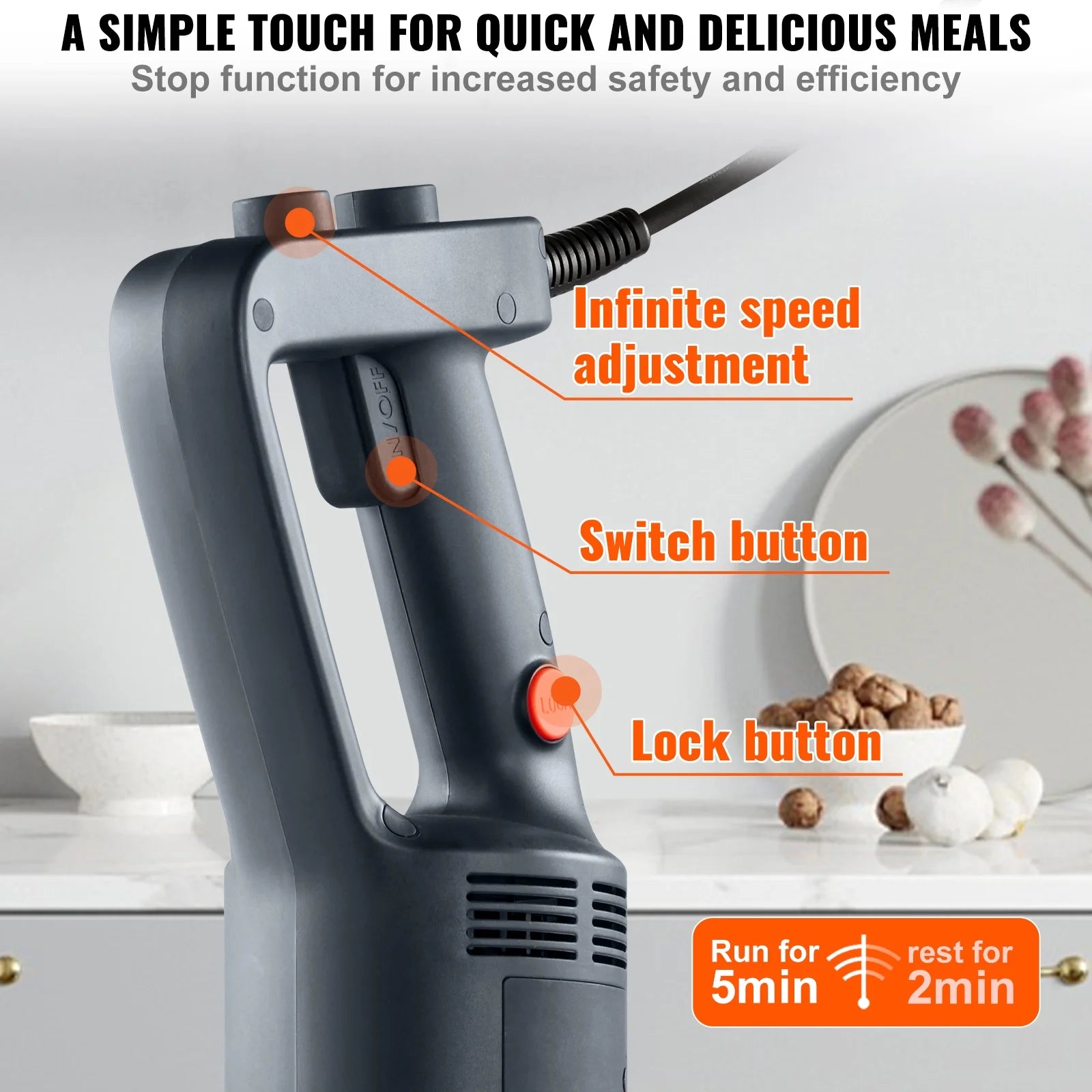 VEVOR Commercial Immersion Blender 750W Variable Speed Hand Mixer K68629