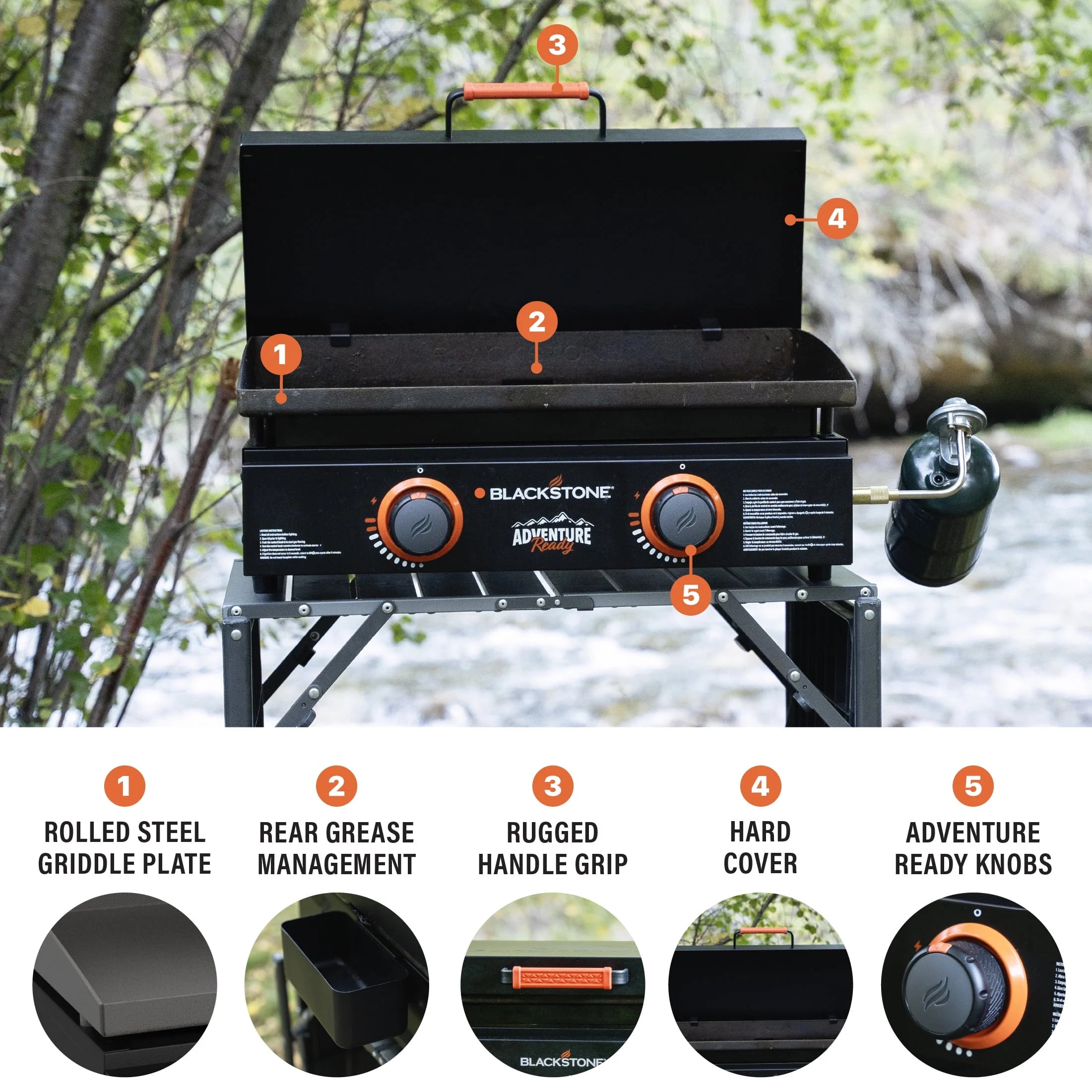 Blackstone Adventure Ready 2-Burner 22 Propane Griddle with Hard Cover O28104