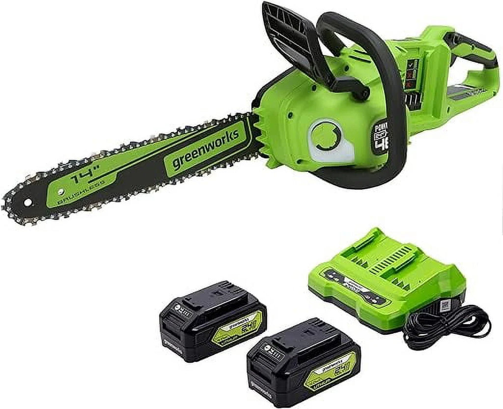 Pre-Owned Greenworks 48V (2 x 24V) 14 Brushless Cordless Chainsaw CS48L4410 - GREEN (Fair)