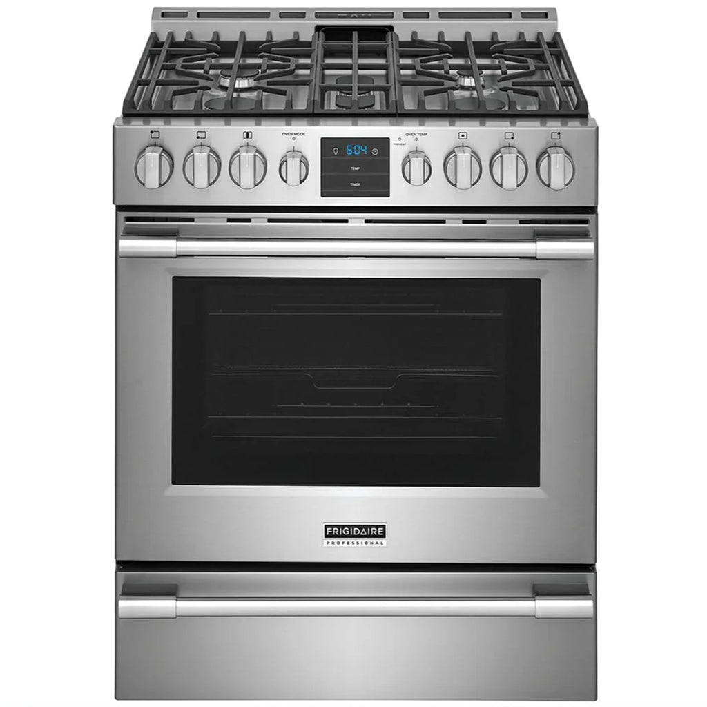 Frigidaire Pro 30-In Convection Gas Range with 5 Burners Self-Clean Air Fry Stainless Steel - PCFG3078AF