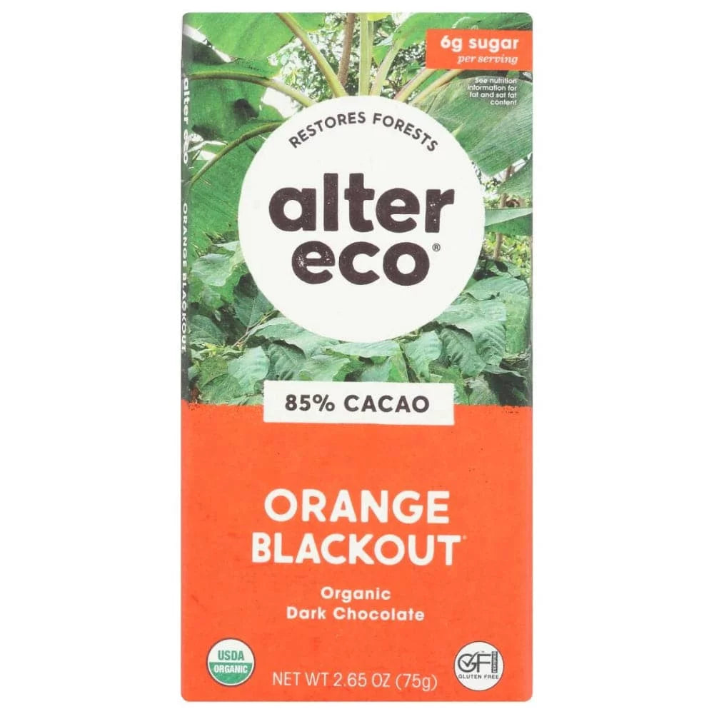 Alter Eco - Orange Blackout Dark Chocolate Bar 2.65 OZ - Pack of 12