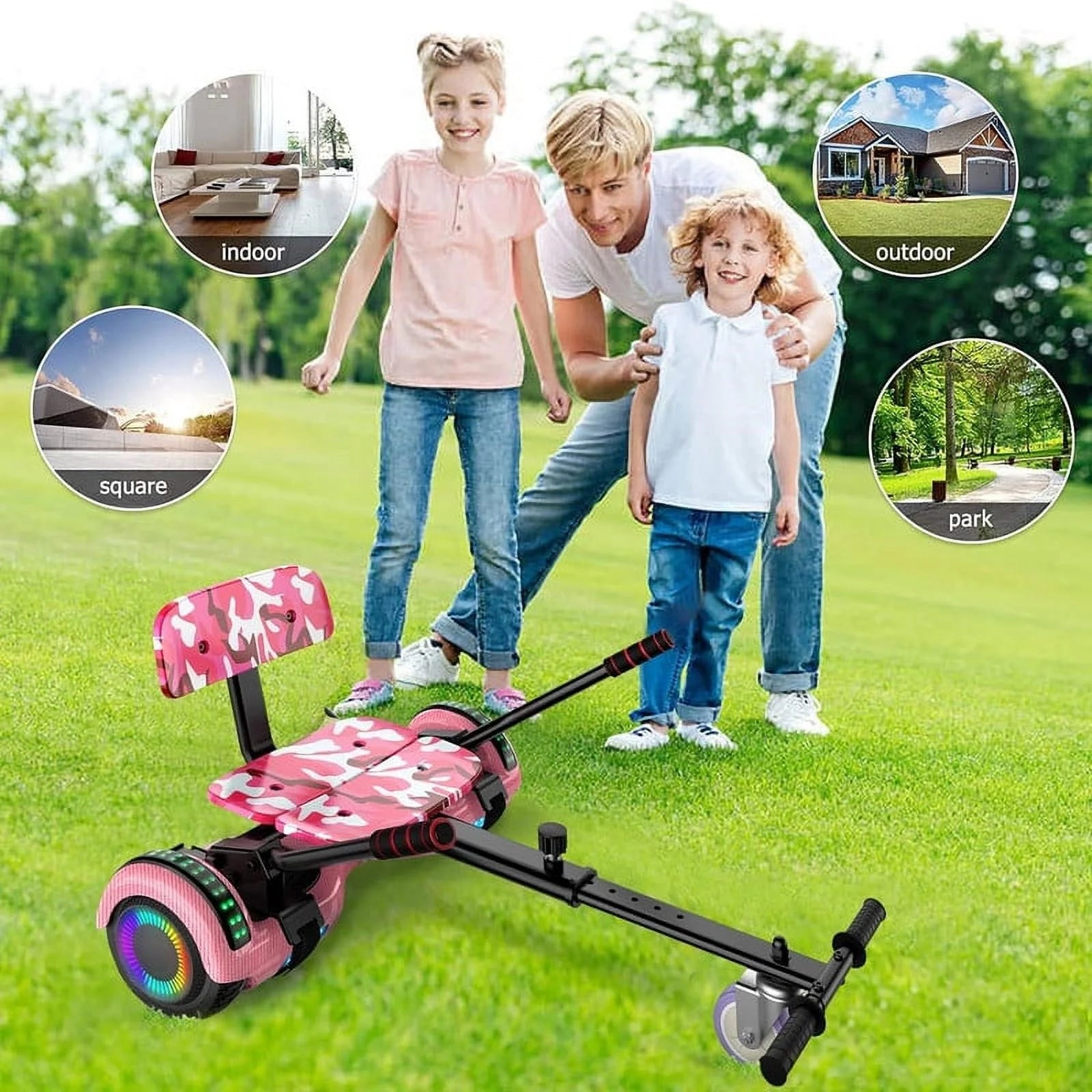 LIEAGLE Hoverboard with Seat Attachment, 6.5 inch Self Balancing Scooter S62540