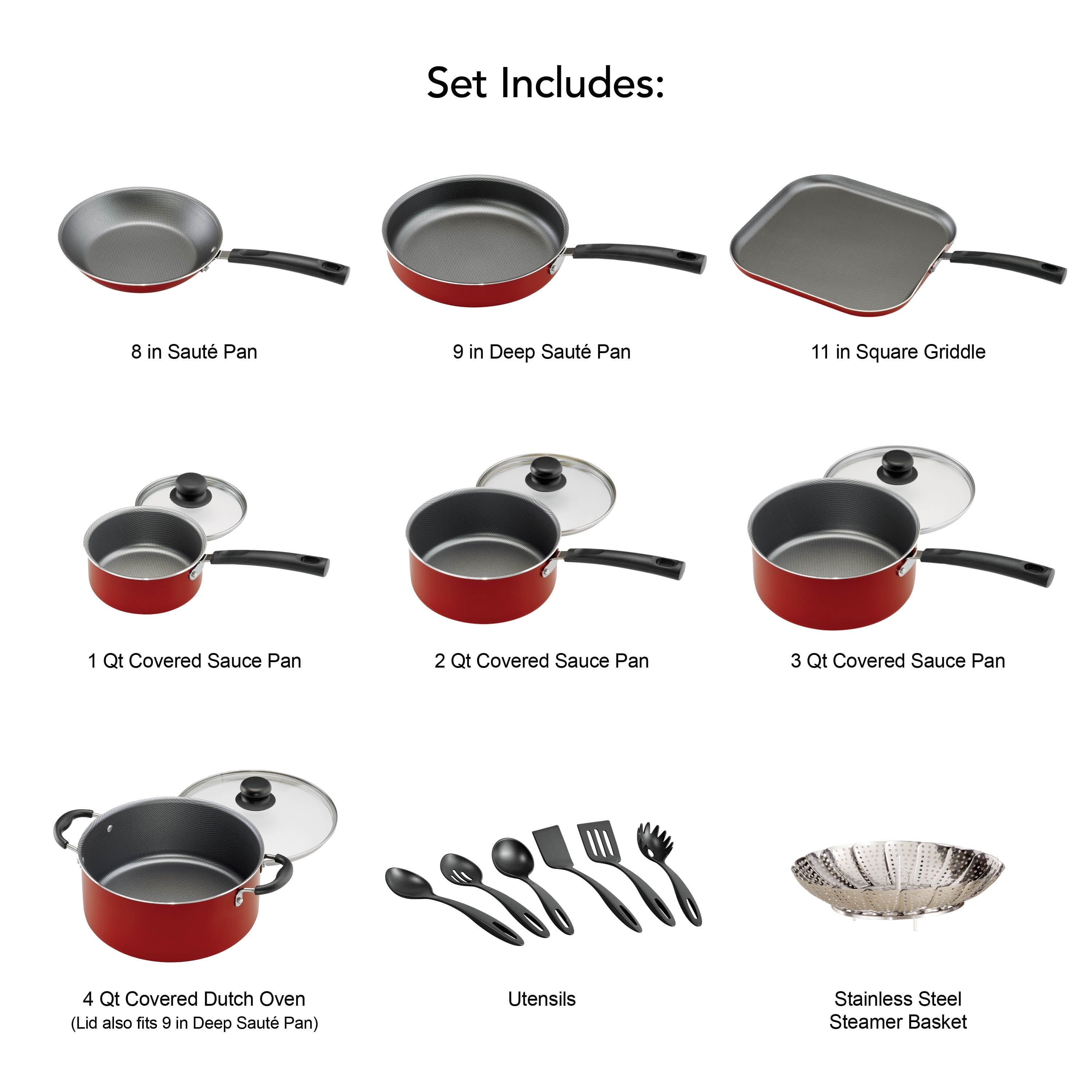 Tramontina Primaware 18 Piece Non-stick Cookware Set, Steel Gray X6646