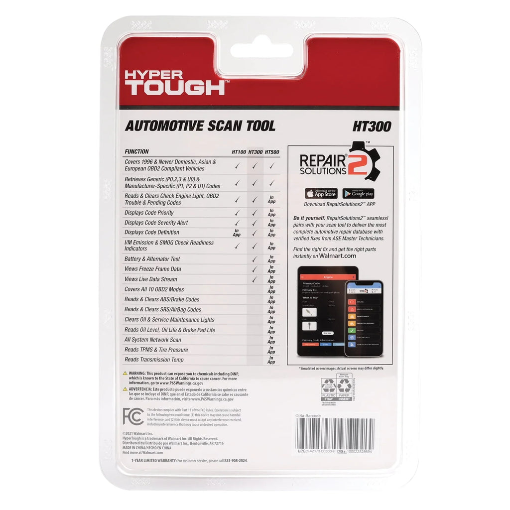 Hyper Tough HT300 Scan Tool OBD2 for 1996 & Newer Vehicles M90206