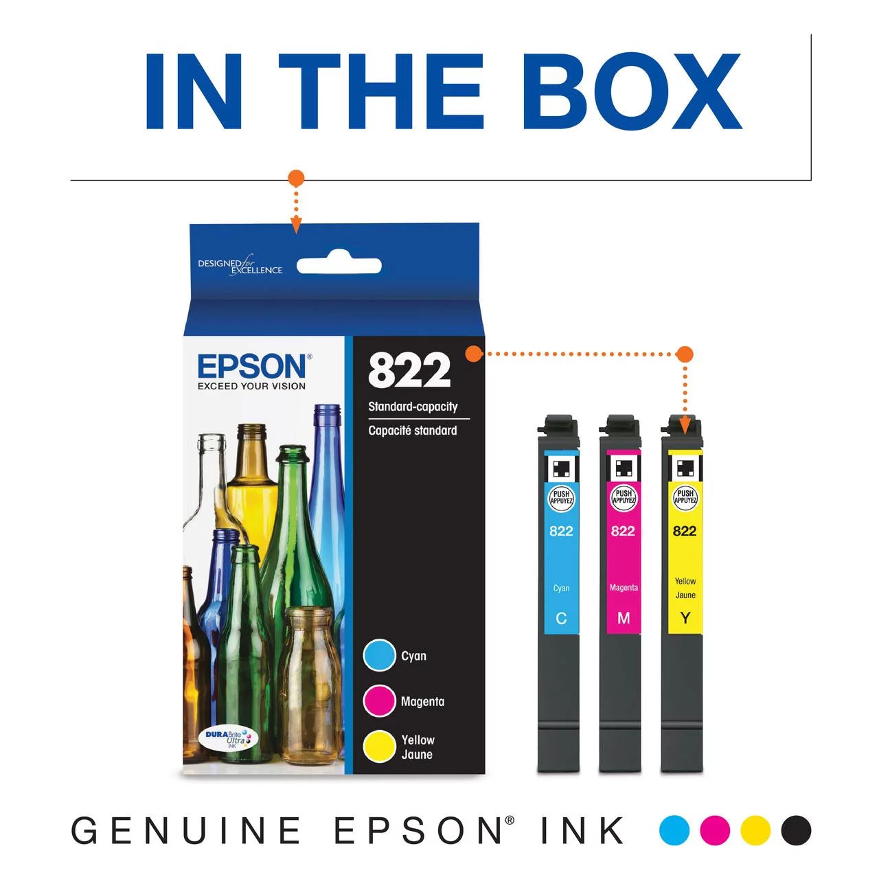 EPSON 822 DURABrite Ultra Ink Standard Capacity Black & Color Cartridge Combo Pack (T822520-S) U2270