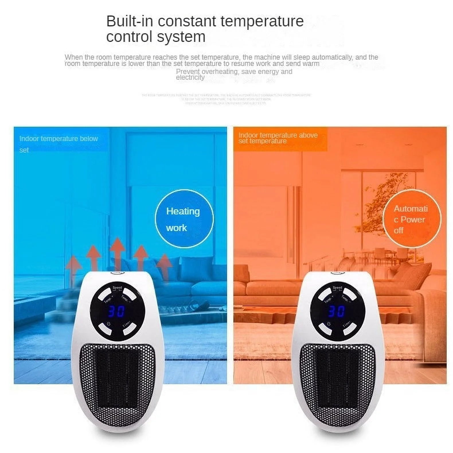 500W Mini Plug-in Wall Heater with Digital Timer N4919