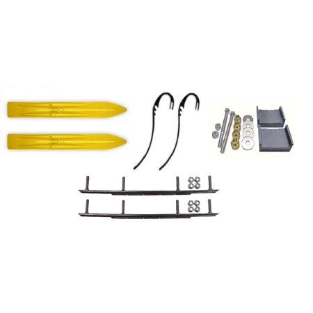 Slydog Yellow Trail 6 inch Snowmobile Skis w/ 10 inch Round Bars Complete Kit Ski-Doo S-Chassis DSA