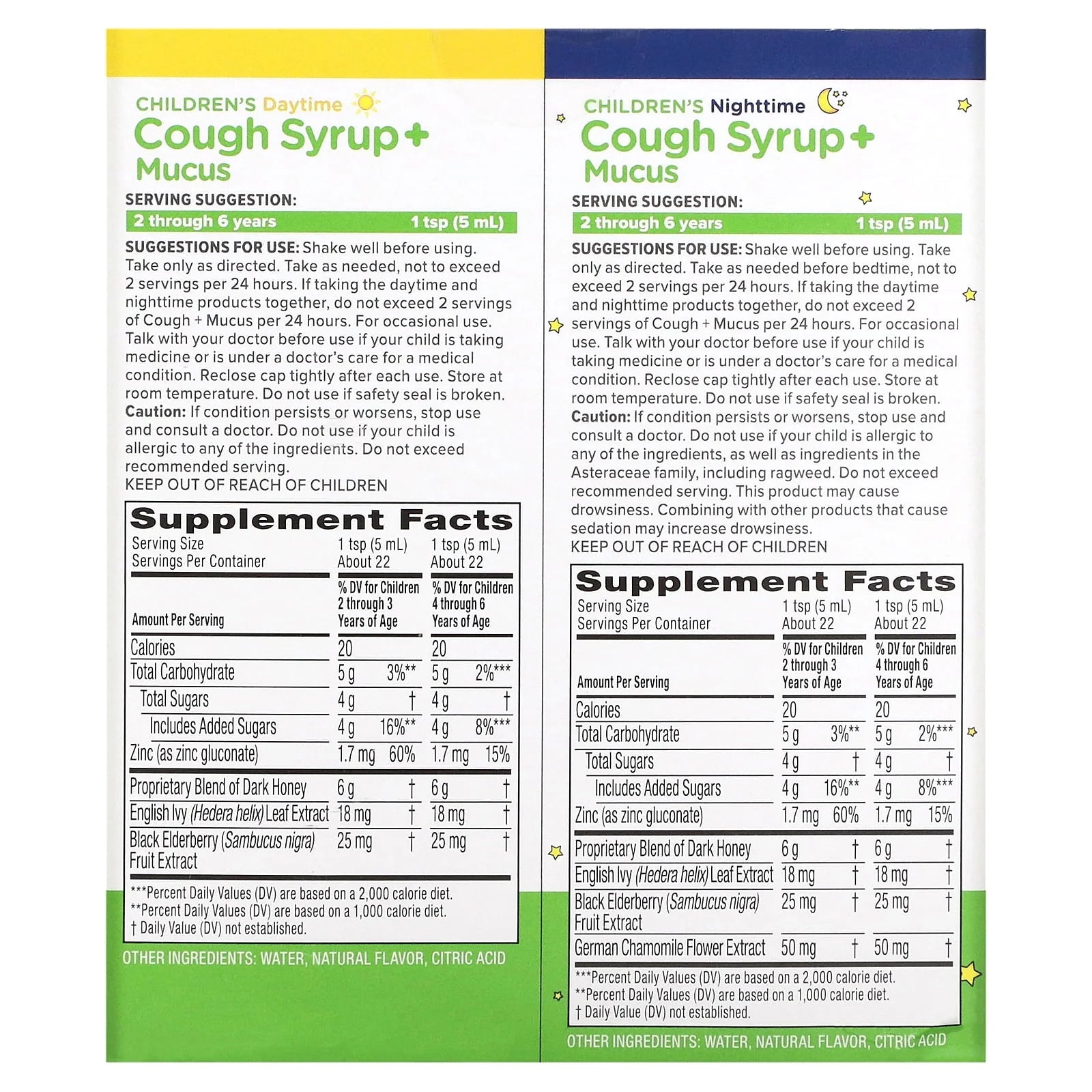 Zarbee's Kids Cough + Mucus Day/Night with Honey, Mixed Berry, 2x4FL Oz Z511434