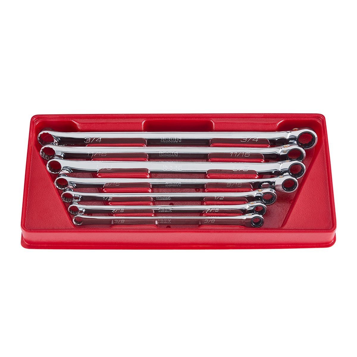 ICON Extra Long Professional SAE Double Box Ratcheting Wrench 7 Piece I19696