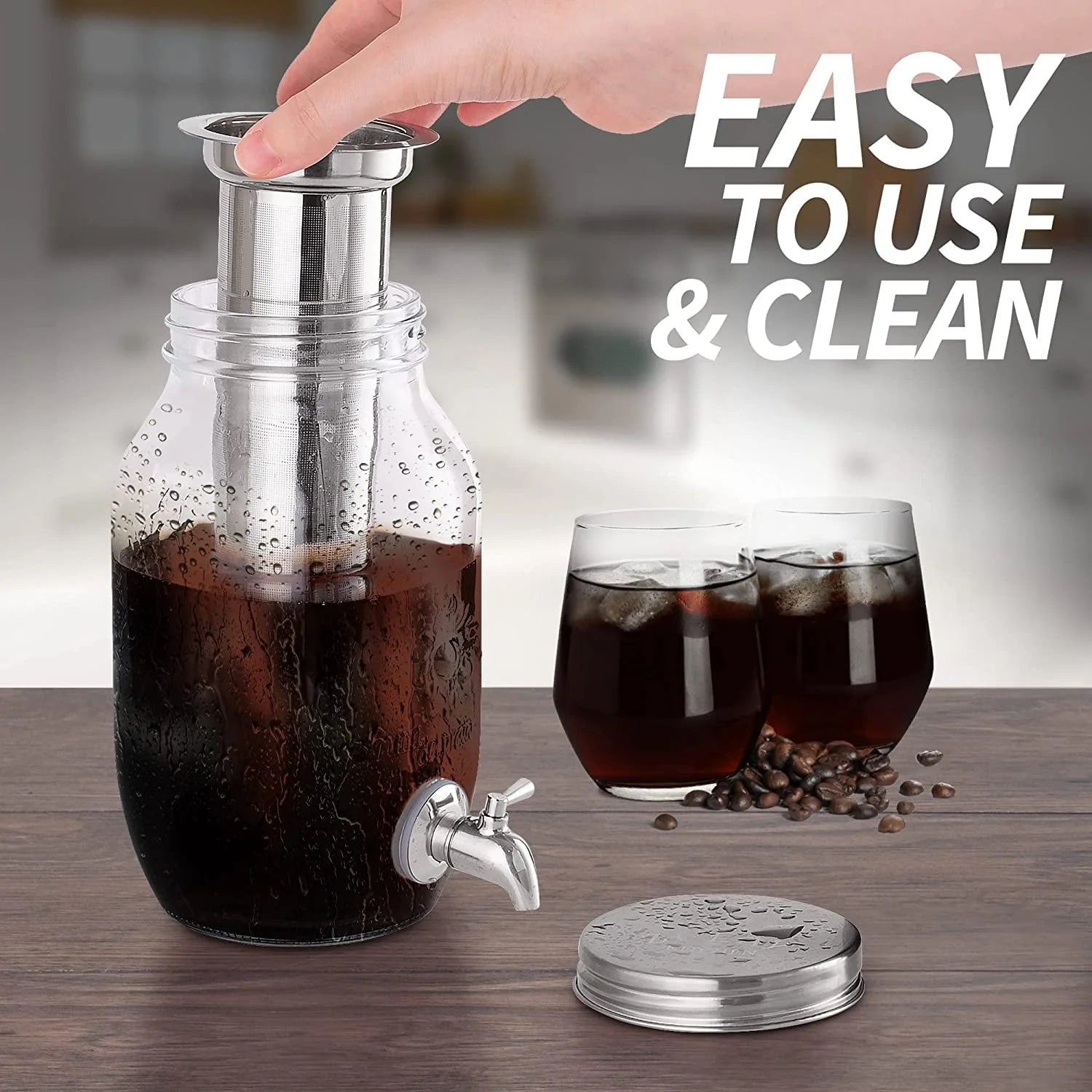 Zulay Kitchen 1 Gallon Cold Brew Coffee Maker with Glass Pitcher and Steel Filter S311521