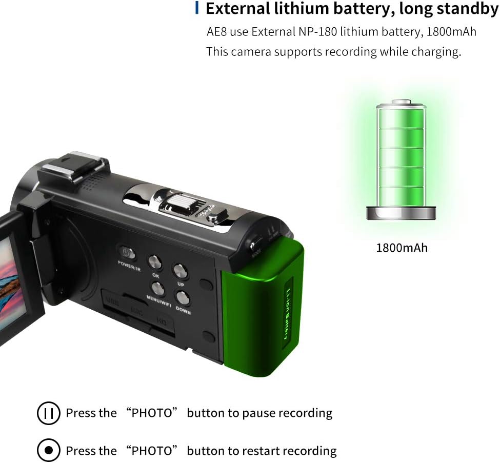 ORDRO HDR-AE8 4K Video Camera Camcorder with WiFi and IR Night Vision P10774