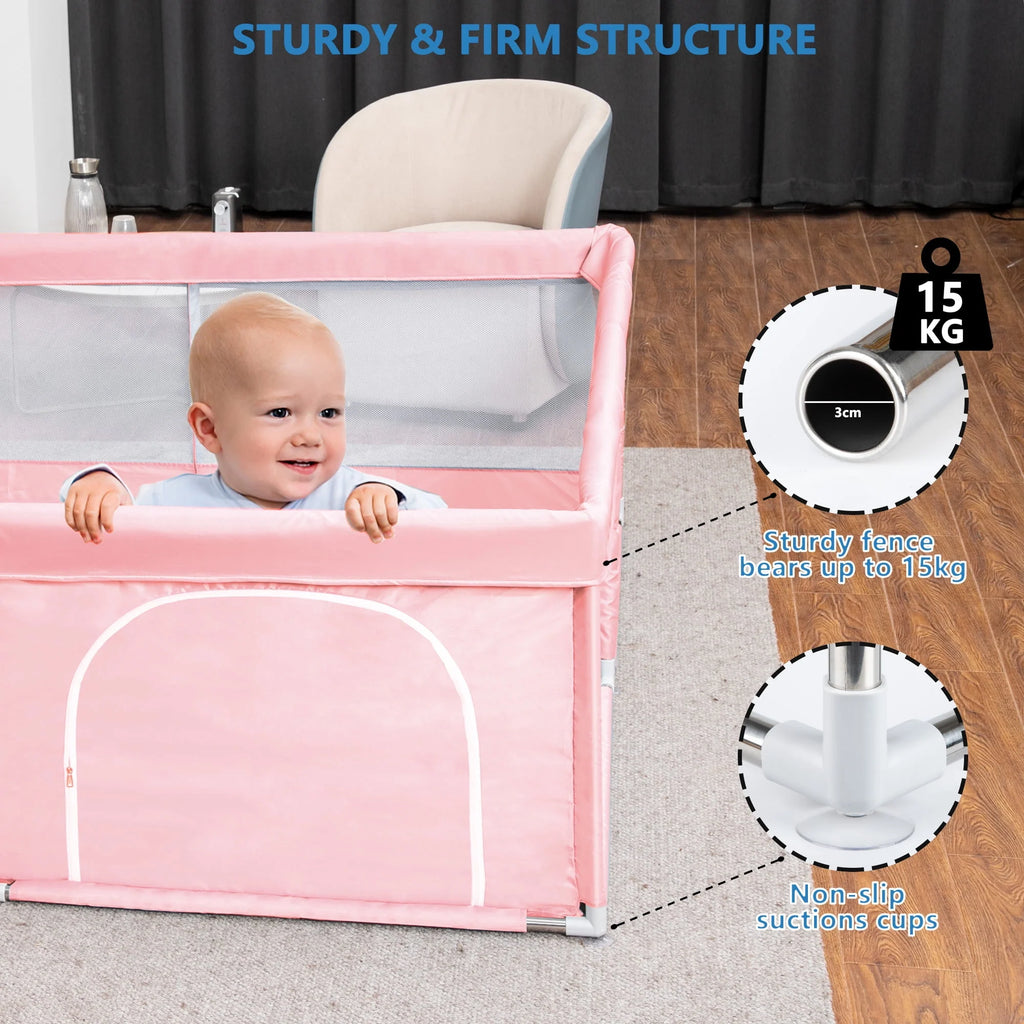 TEAYINGDE Baby Playpen Large Play Yard for Toddlers, 47x47 Gray P238