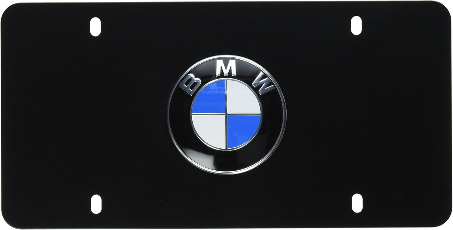 BMW License Marque Plate Logo Black Pack of 2