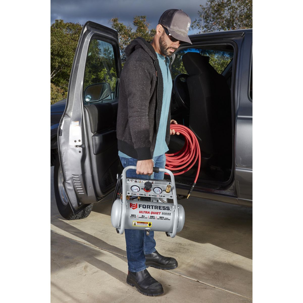 FORTRESS 2 Gallon 135 PSI Ultra Quiet Oil-Free Air Compressor S75569