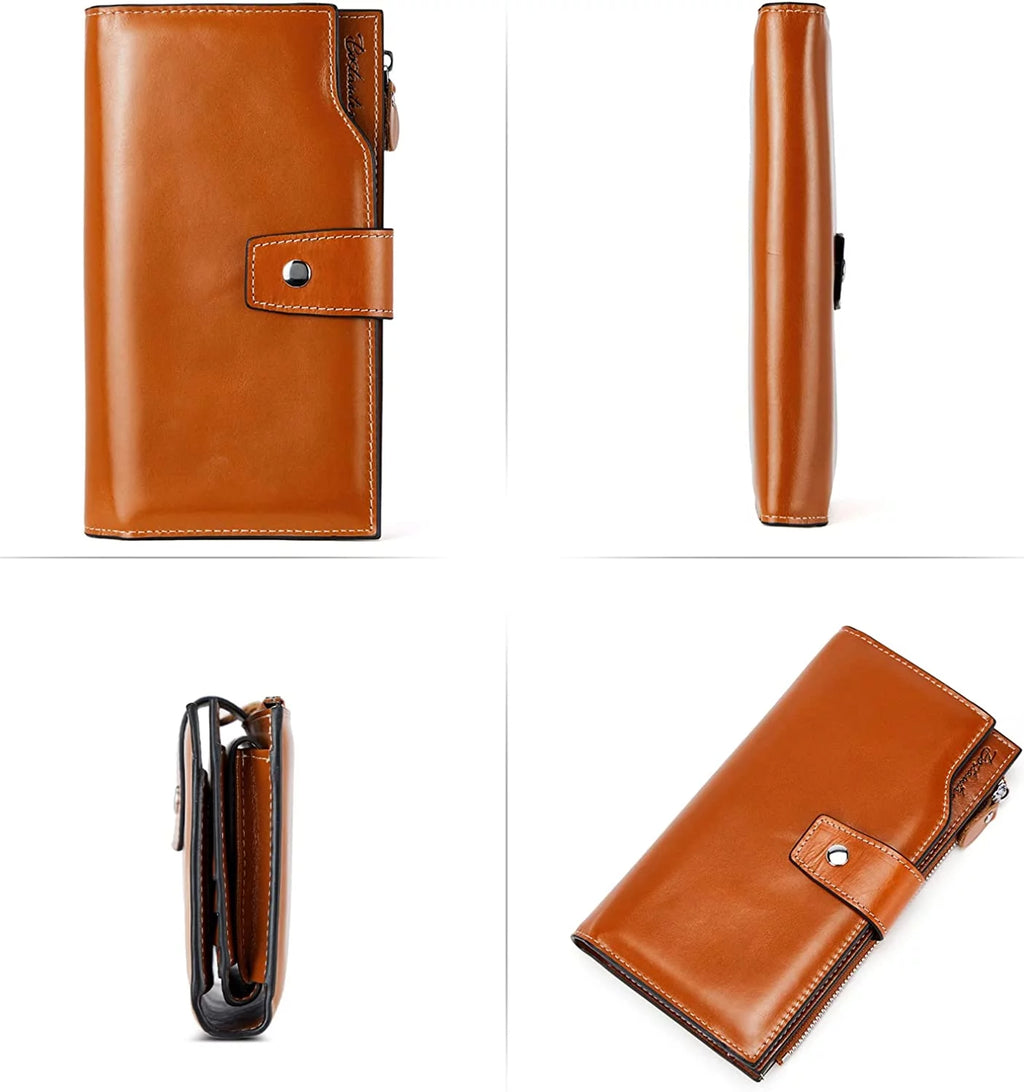 BOSTANTEN Women's Leather RFID Blocking Wallet with Phone Holder Z907