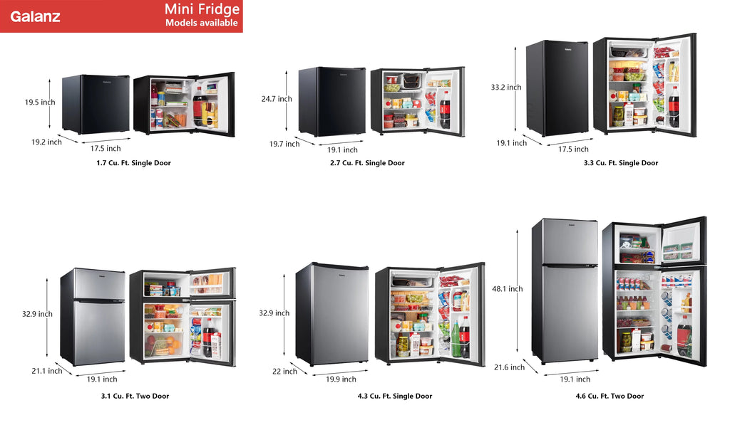 Galanz 4.6 Cu ft Two Door Mini Refrigerator with Freezer, Stainless Steel T8360