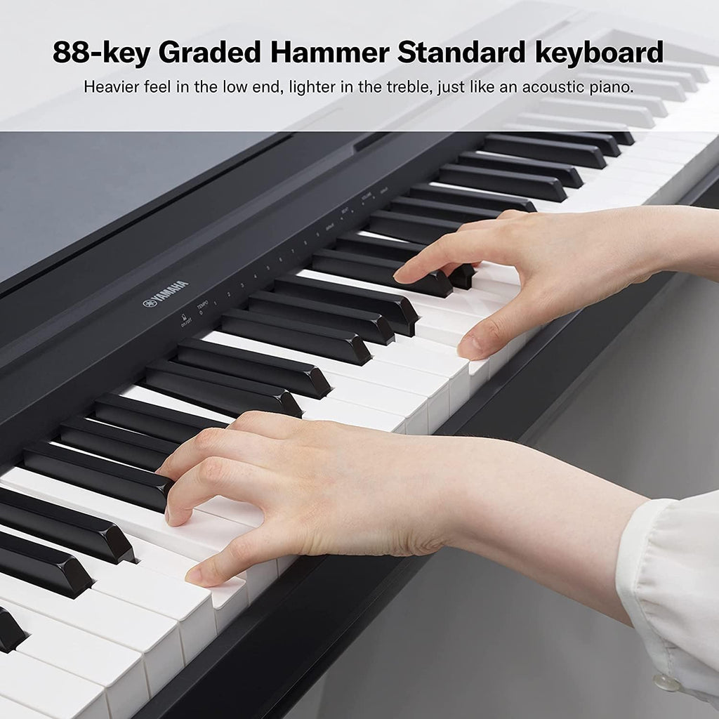 Yamaha P45B 88 Weighted Keys Digital Piano Bundle with Dust Cover and Key Sticker R2130