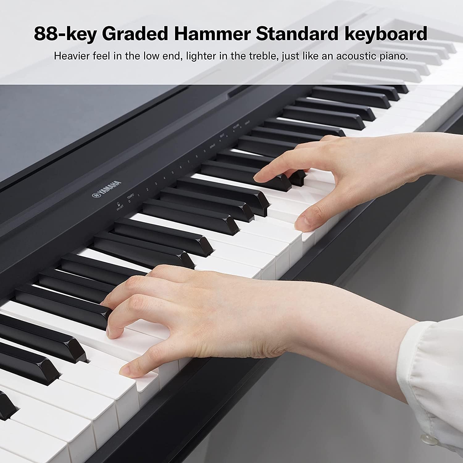 Yamaha P45B 88 Weighted Keys Digital Piano Bundle with Dust Cover and Key Sticker R2130