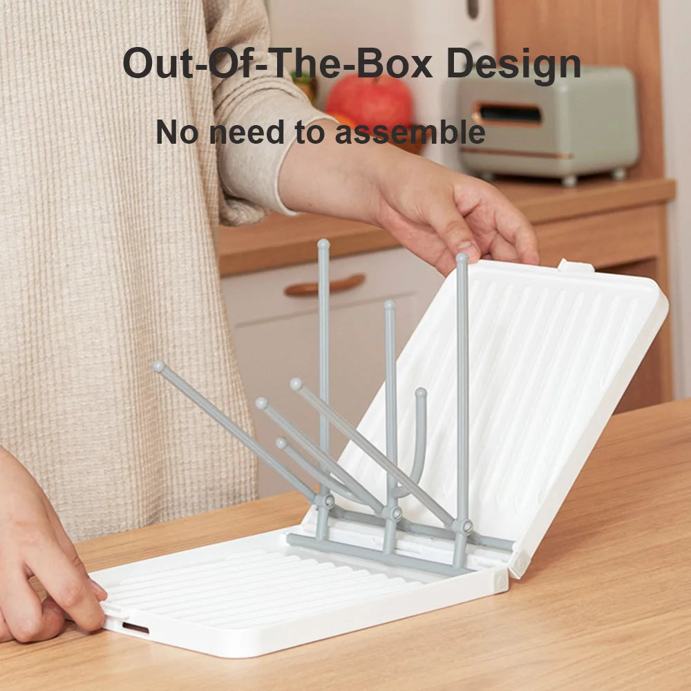 Dcenta Foldable Bottle Drying Rack with Tray for Bottles and Accessories T80324