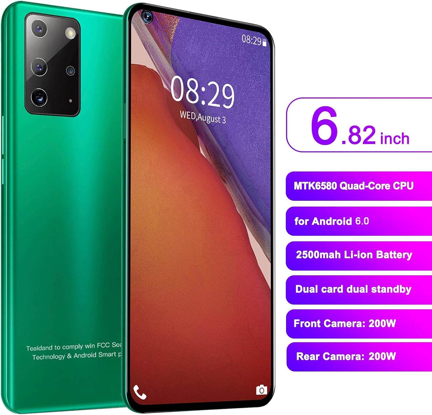 Note23 Pro Unlocked Smartphone 6.82" Full Screen 2+16G Green A891416