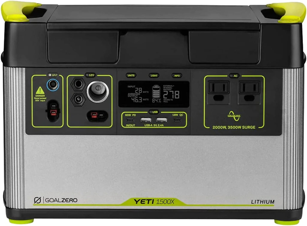 Goal Zero Yeti 1500X Portable Power Station 1516Wh Lithium Battery Generator 2000 Watt AC Inverter Home Backup