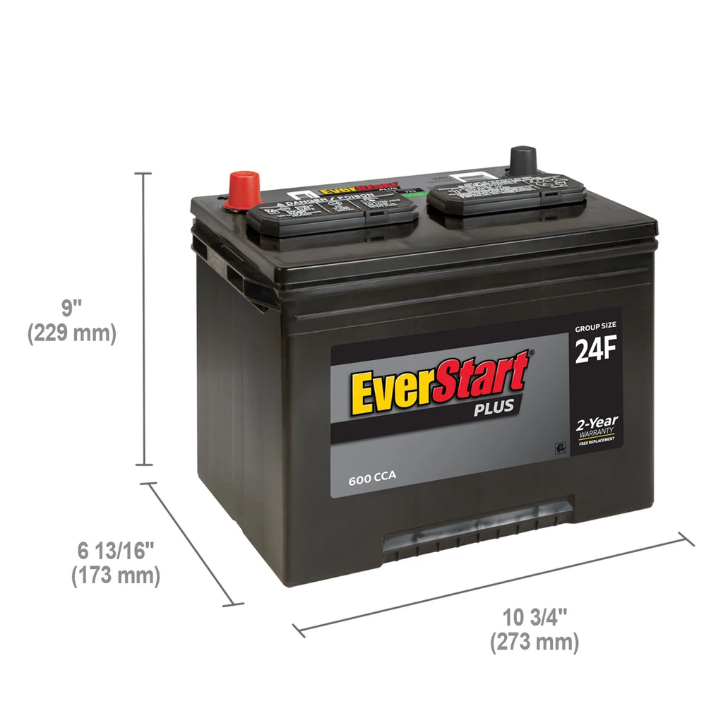 EverStart Plus Lead Acid Automotive Battery Group Size 24F 12 Volt 600 CCA M195