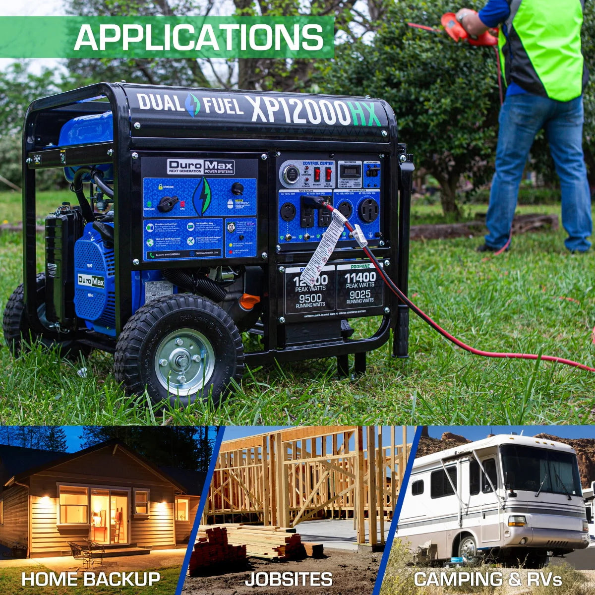 DuroMax-XP12000HX Dual Fuel Portable Generator 12000 Watt E58397