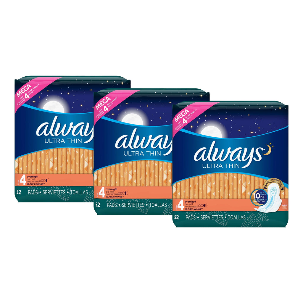 Always Ultra Thin Overnight Pads with Wings Size 4, 36 Count L6469