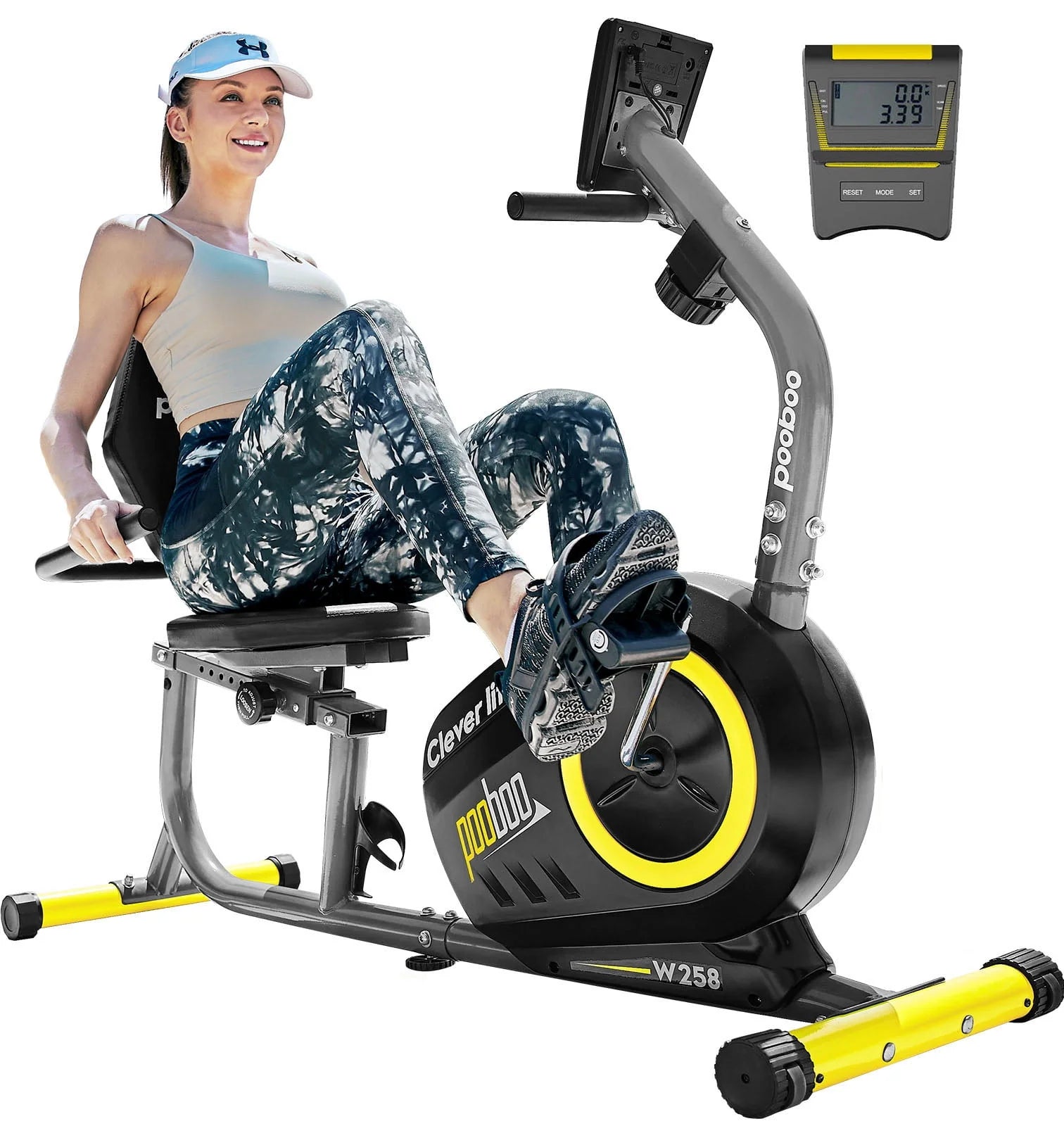 Pooboo Recumbent Exercise Bikes Sit Down Stationary Bicycle Magnetic Resistance Indoor Cycling Bike 380lb